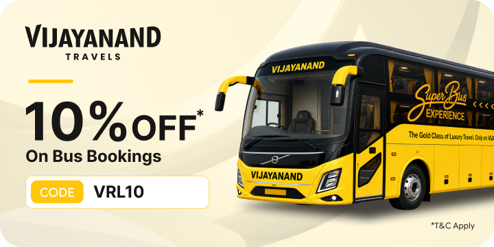 Get 10% OFF Up to Rs.100 on VRL Bus Bookings