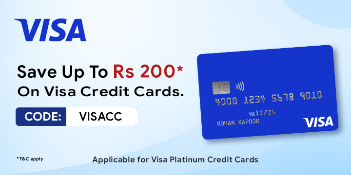 Get 10% up to Rs.200 off with Visa Credit Card Get 10% up to Rs.200 off with Visa Credit Card